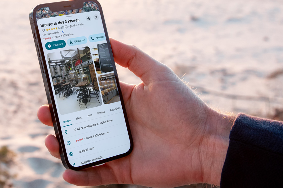 aperçu de la fiche Google maps de la Brasserie des Phares à Royan